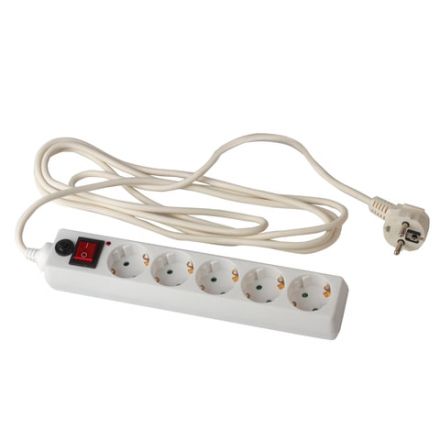 Сетевой фильтр SONNEN U-353, 5 розеток, с заземлением, выключатель, 10 А, 3 м, белый, 511425 Сетевой фильтр SONNEN U-353, 5 розеток, с заземлением, выключатель, 10 А, 3 м, белый, 511425