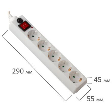 Сетевой фильтр SONNEN U-353, 5 розеток, с заземлением, выключатель, 10 А, 3 м, белый, 511425 Сетевой фильтр SONNEN U-353, 5 розеток, с заземлением, выключатель, 10 А, 3 м, белый, 511425