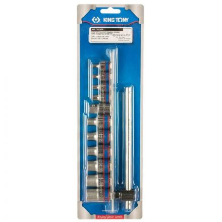 Набор головок 3/8, 1/2,TORX Е-стандарт, E4-E20,вороток,12предм.KING TONY