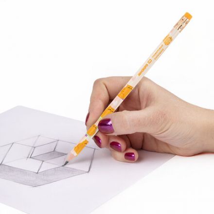 Карандаш чернографитный с принтом ЮНЛАНДИЯ "FAT ANIMALS", 1 шт., HB, с ластиком, корпус ассорти, 182012