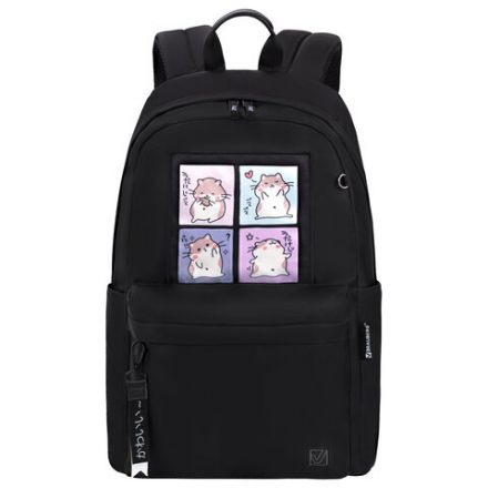 Рюкзак BRAUBERG FASHION CITY универсальный, карман-антивор, "Hamsters", черный, 44х31х16 см, 273840