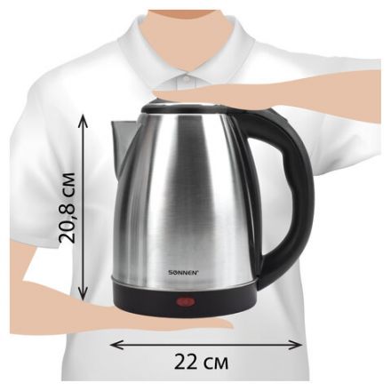 Чайник CROMEX (КРОМЕКС) KT-115, 1,5 л, 1500 Вт, закрытый нагревательный элемент, нержавеющая сталь, серебристый, 452925