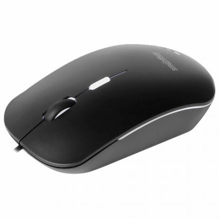 Мышь проводная бесшумная SMARTBUY 288-K, USB, 2 кнопки + 1 колесо, оптическая, черная, 02019, SBM-288-K