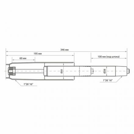Газлифт прочный BRABIX HD-100 короткий, ХРОМ, в открытом виде 346 мм, d 50 мм, класс 4, 533077