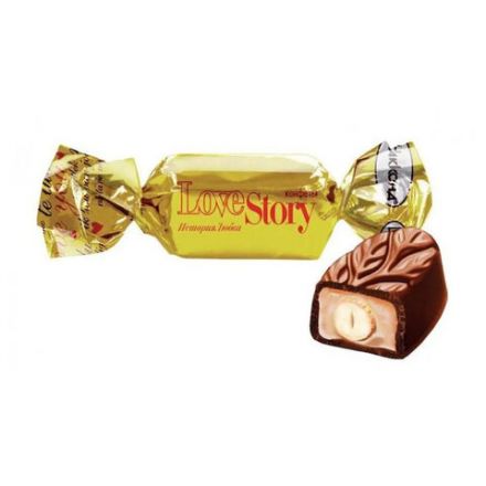 Конфеты шоколадные АККОНД "Love Story" с ореховым пралине и цельным миндалем, 250 г