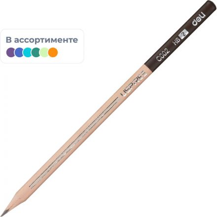 Карандаш чернографитный Deli Uspire HB трехгранный б/ластика корпус ассорти Карандаш чернографитный Deli Uspire HB трехгранный б/ластика корпус ассорти