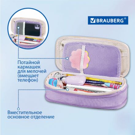 Пенал-трансформер BRAUBERG, полиэстер, 22х10х3 см, "Digital lavender", 271562 Пенал-трансформер BRAUBERG, полиэстер, 22х10х3 см, "Digital lavender", 271562