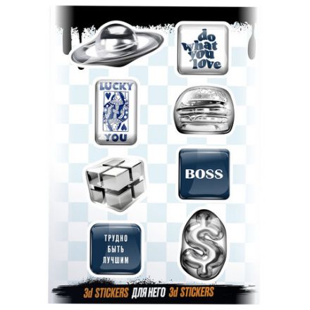 Наклейки объемные эпоксидные на телефон, 6-8 шт. на листе, "СТИЛЬНЫЕ ДИЗАЙНЫ", АССОРТИ, NALEPKING