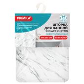 Шторка для ванной ПОЛИЭСТЕР, 180х200 см, кольца в комплекте, БЕЛЫЙ МРАМОР, PRIMILA (ПРИМИЛА), 700084