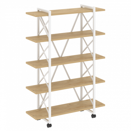 Loft Стеллаж на колесных опорах-5 полок VR.L-MST.K-5.8V Тиквуд светлый/Белый металл 1200*400*1704 Loft Стеллаж на колесных опорах-5 полок VR.L-MST.K-5.8V Тиквуд светлый/Белый металл 1200*400*1704