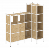 Loft Угловой внутренний стеллаж наборный VR.L-47 Тиквуд светлый/Белый металл 1694*862*1869