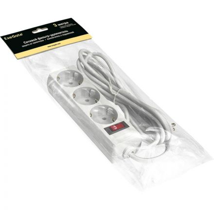 Сетевой фильтр ExeGate SP-3-3W 3р/3м, 10А/2,2кВт, белый(EX221181RUS)