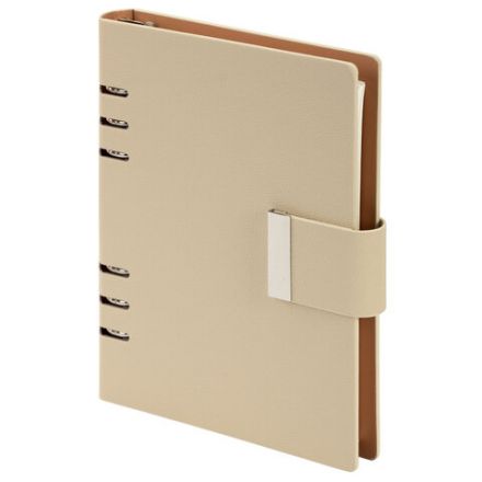 Ежедневник на кольцах в наборе с ручкой А5, 165x229 мм, BRAUBERG "Lux", под кожу, 100 листов, бежевый, 116859