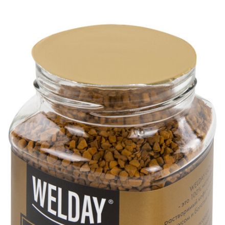 Кофе растворимый WELDAY (ВЭЛДЭЙ) "GOLD" 95 г, стеклянная банка, сублимированный, 622675 Кофе растворимый WELDAY (ВЭЛДЭЙ) "GOLD" 95 г, стеклянная банка, сублимированный, 622675