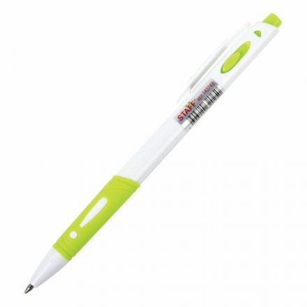 Ручка шариковая автоматическая с грипом STAFF "BP-16 White", СИНЯЯ, ассорти, линия письма 0,35 мм, 143749 Ручка шариковая автоматическая с грипом STAFF "BP-16 White", СИНЯЯ, ассорти, линия письма 0,35 мм, 143749