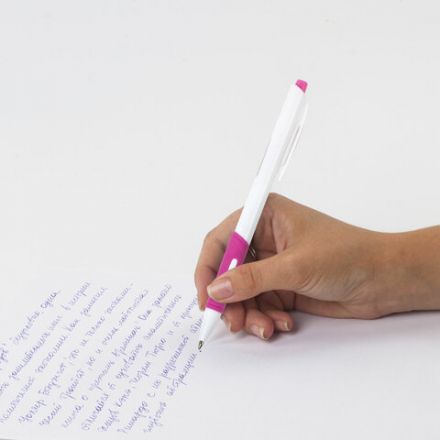 Ручка шариковая автоматическая с грипом STAFF "BP-16 White", СИНЯЯ, ассорти, линия письма 0,35 мм, 143749 Ручка шариковая автоматическая с грипом STAFF "BP-16 White", СИНЯЯ, ассорти, линия письма 0,35 мм, 143749