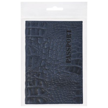 Обложка для паспорта натуральная кожа кайман, "PASSPORT", темно-синяя, BRAUBERG, 237196 Обложка для паспорта натуральная кожа кайман, "PASSPORT", темно-синяя, BRAUBERG, 237196