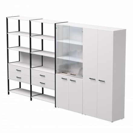 Набор стеллажных систем №16 Everprof EVO 3235x385x1840 Белый/Черный