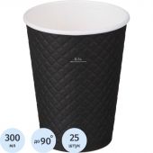 Стакан одноразовый бум двухслойный d-90мм 300мл Waffle Black (25шт/уп)