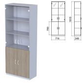 Шкаф закрытый со стеклом "Бюджет", 716х349х1810 мм, дуб сонома (КОМПЛЕКТ)