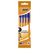 Ручки шариковые BIC "Orange Original", НАБОР 4 шт., СИНИЕ, узел 0,8 мм, линия письма 0,3 мм, пакет, 8308521