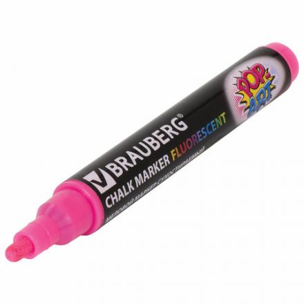 Маркер меловой "POP-ART" РОЗОВЫЙ, 5 мм, стираемый, для гладких поверхностей, BRAUBERG, 151530