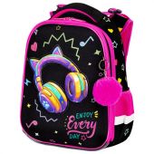 Ранец BRAUBERG PREMIUM, 2 отделения, с брелоком, "Headphones", велюровая нашивка, 38х29х16 см, 273100