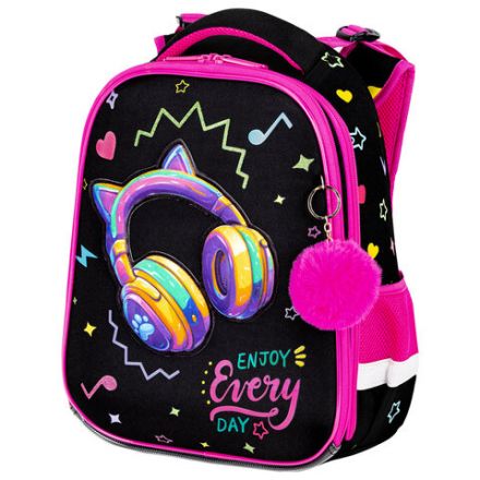 Ранец BRAUBERG PREMIUM, 2 отделения, с брелоком, "Headphones", велюровая нашивка, 38х29х16 см, 273100