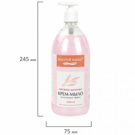 Мыло-крем жидкое 1 л, ЗОЛОТОЙ ИДЕАЛ "Овсяное молочко", дозатор, 609429