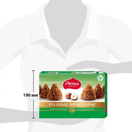 Конфеты Родные Просторы шоколадные фундук и вафельная крошка с какао, 180г Конфеты Родные Просторы шоколадные фундук и вафельная крошка с какао, 180г