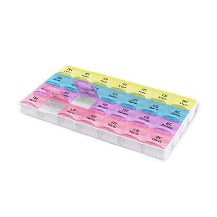 ТАБЛЕТНИЦА / Контейнер для лекарств и витаминов "7 дней/4 приема", ПРОЗРАЧНЫЙ, DASWERK (ДАСВЕРК), 630845