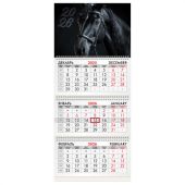 Календарь квартальный на 2026 г., 3 блока, 3 гребня, бегунок, мелованная бумага, BRAUBERG, "Символ года", 116790
