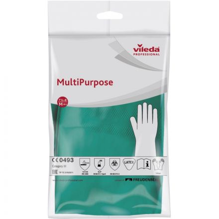 Перчатки латексные Vileda Professional Многоцелевые повышенная прочность зеленые (размер 7.5-8, М, артикул производителя 100756) Перчатки латексные Vileda Professional Многоцелевые повышенная прочность зеленые (размер 7.5-8, М, артикул производителя 100756)