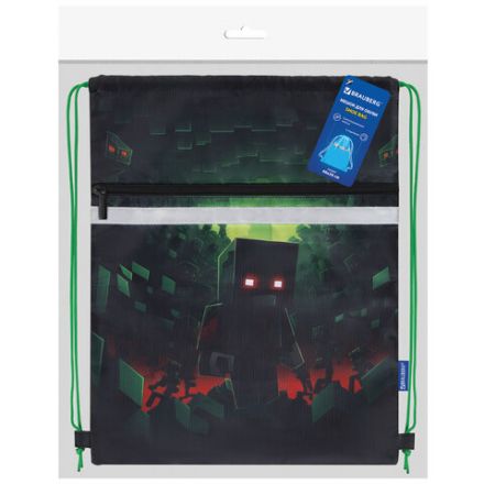 Мешок для обуви BRAUBERG, с петлей, светоотражающая полоса, 2 отделения, 46х36 см, Night warrior, 272396