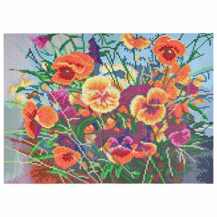 Картина стразами (алмазная мозаика) 30х40 см, ОСТРОВ СОКРОВИЩ "Букет с анютками", без подрамника, 662574 Картина стразами (алмазная мозаика) 30х40 см, ОСТРОВ СОКРОВИЩ "Букет с анютками", без подрамника, 662574