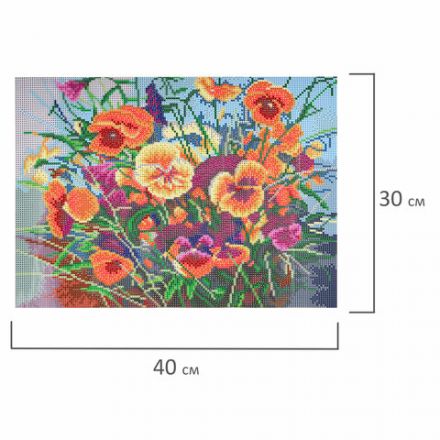 Картина стразами (алмазная мозаика) 30х40 см, ОСТРОВ СОКРОВИЩ "Букет с анютками", без подрамника, 662574 Картина стразами (алмазная мозаика) 30х40 см, ОСТРОВ СОКРОВИЩ "Букет с анютками", без подрамника, 662574