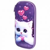 Пенал ЮНЛАНДИЯ, 1 отделение, 1 откидная планка, карман, EVA покрытие soft-touch, 22х10х5 см, "Cute cat", 273184
