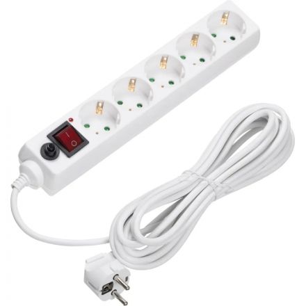 Сетевой фильтр BigTech CD5-5W75 (5р/5м/10А/2500Вт 0,75мм белый)