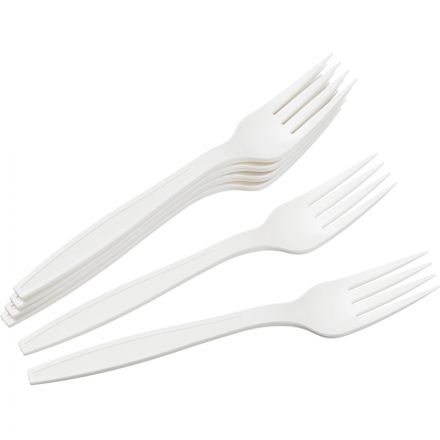 Вилка одноразовая 180мм, белая, кукурузный крахмал, 50шт/уп