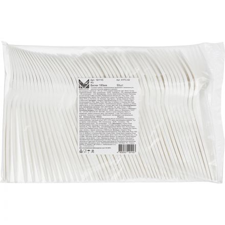 Вилка одноразовая 180мм, белая, кукурузный крахмал, 50шт/уп