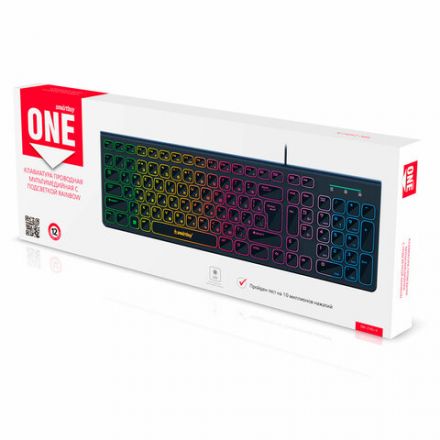 Клавиатура проводная с подсветкой SMARTBUY ONE 250, USB, 104 клавиши, черная, SBK-250U-K