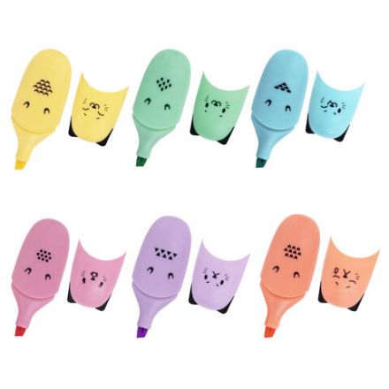 Текстовыделитель мини BRAUBERG KIDS "CUTE CATS PASTEL", АССОРТИ В ПЛАСТИКОВОЙ БАНКЕ, линия 1-5 мм, 152434.