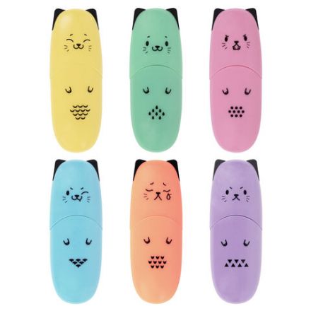 Текстовыделитель мини BRAUBERG KIDS "CUTE CATS PASTEL", АССОРТИ В ПЛАСТИКОВОЙ БАНКЕ, линия 1-5 мм, 152434.