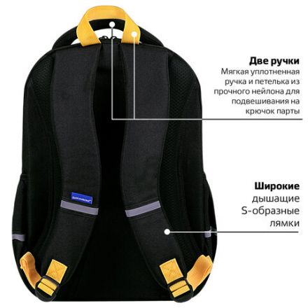 Рюкзак BRAUBERG MOTION, 2 отделения, 3 кармана, "Rebel", СВЕТЯЩИЙСЯ, 41х28х17 см, 271363