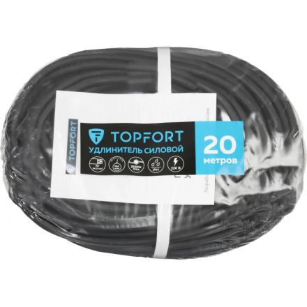 Удлинитель Topfort КГ 3х1,5кв.мм 20м в бухте 3 гнезда, с/з.,с/загл.,IP44