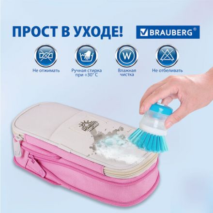 Пенал-трансформер BRAUBERG, полиэстер, 22х10х3 см, "Crystal rose", 271563 Пенал-трансформер BRAUBERG, полиэстер, 22х10х3 см, "Crystal rose", 271563