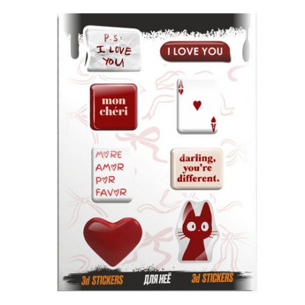 Наклейки объемные эпоксидные на телефон, 6-8 шт. на листе, "МОДНЫЕ ДИЗАЙНЫ", АССОРТИ, NALEPKING