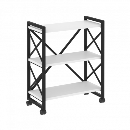 Loft Стеллаж на колесных опорах-3 полки VR.L-MST.K-3.8 Белый бриллиант/Чёрный металл 800*400*968