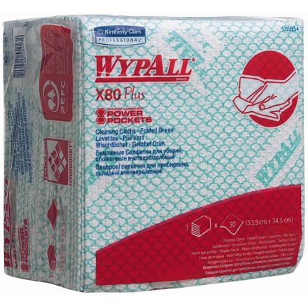 Материал протирочный нетканый WypAll X80 Plus зеленый 30л/уп 19154 (KFC)