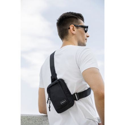 Сумка на плечо HEIKKI BLASTER (ХЕЙКИ) с карманом, черная, 20х14х5 см, 272634 Сумка на плечо HEIKKI BLASTER (ХЕЙКИ) с карманом, черная, 20х14х5 см, 272634